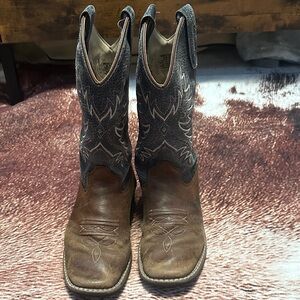 Brown and Gray Kids Cowboy Boots